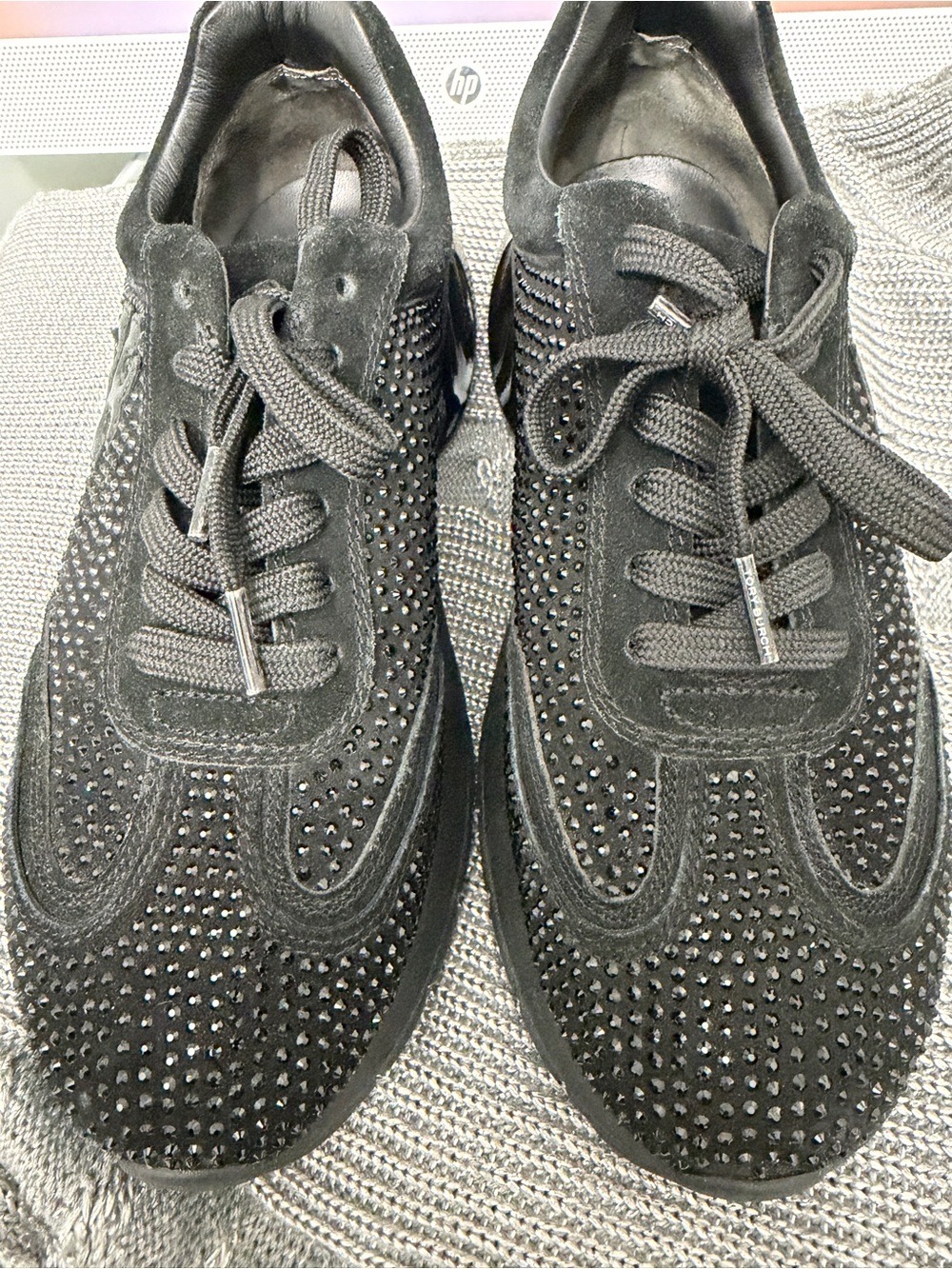 Tory Burch Black Crystal-Embellished Sneakers